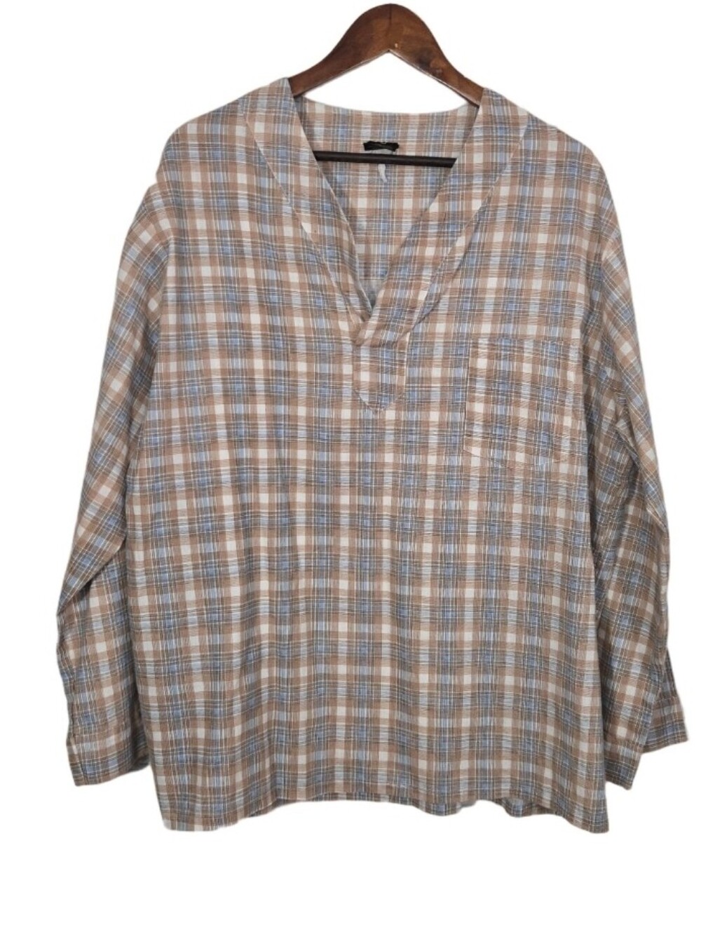 vintage plaid print long sleeve top